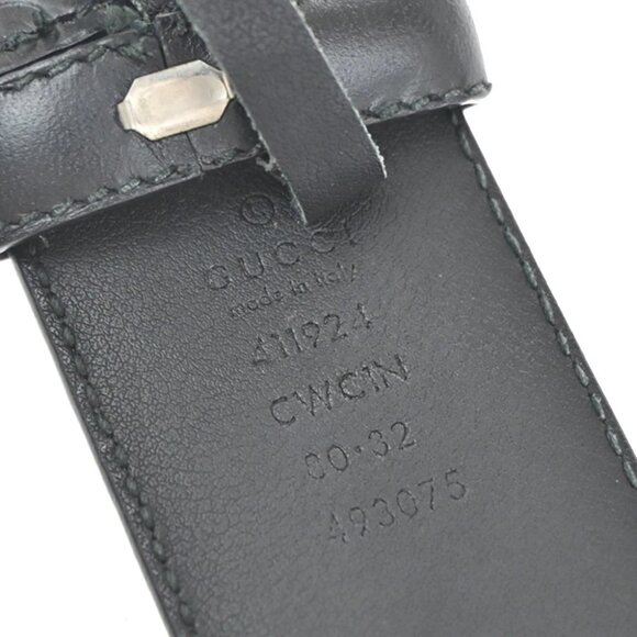 GUCCI Interlocking G Guccissima Signature Belt Size 80/32 Leather BK SHW - Picture 10 of 11